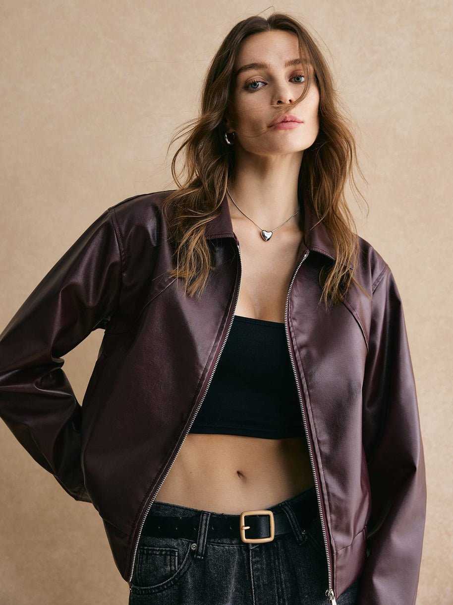 WW | Cropped Lederjacke Modern, Elegant & Zeitlos