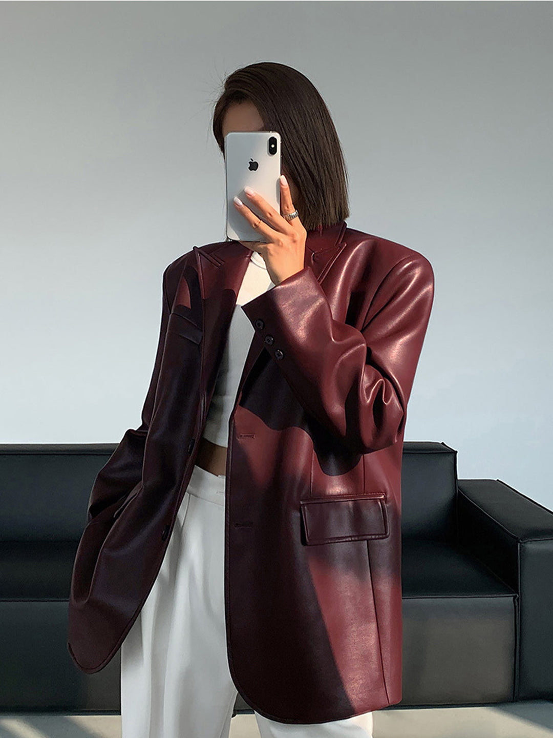 W&W Mode | Reversf Pockets Leder Blazer