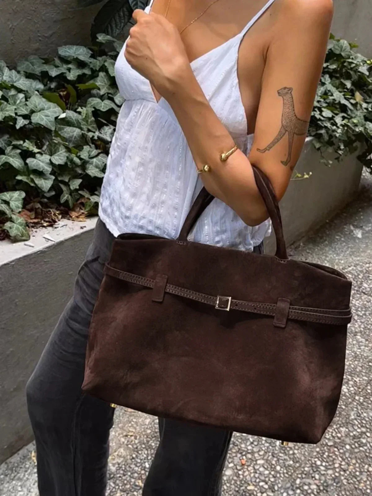WW | Schnallen-Design Top-Handle Tasche