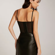 WW | Semi Sheer Spaghetti Träger Spitze Korsatzt