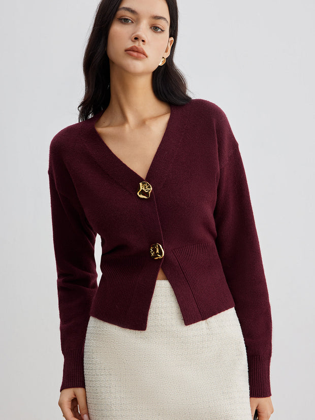 WW | Eleganter Metallknopf Kurzer Strickjacke