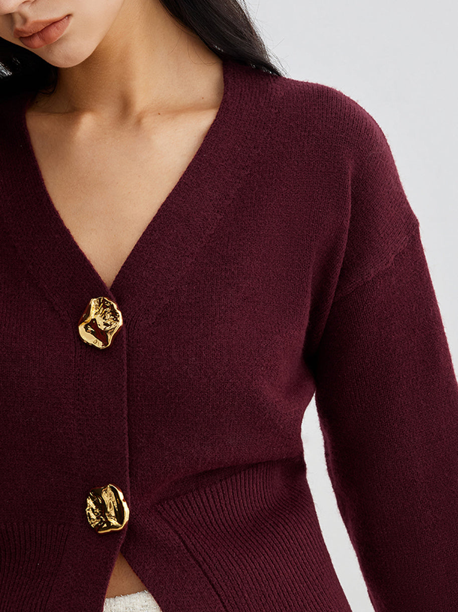 WW | Eleganter Metallknopf Kurzer Strickjacke