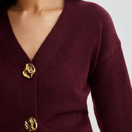 WW | Eleganter Metallknopf Kurzer Strickjacke