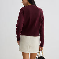 WW | Eleganter Metallknopf Kurzer Strickjacke