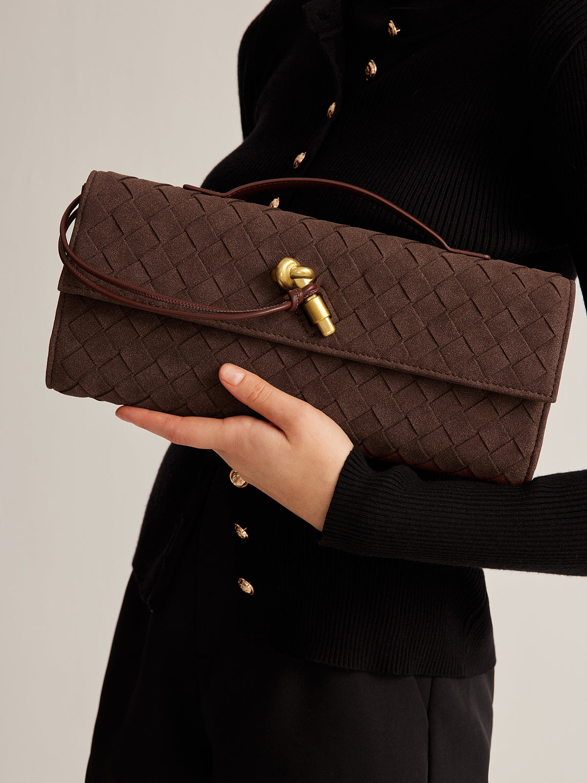 WW | Klapp Suede Clutch Tasche