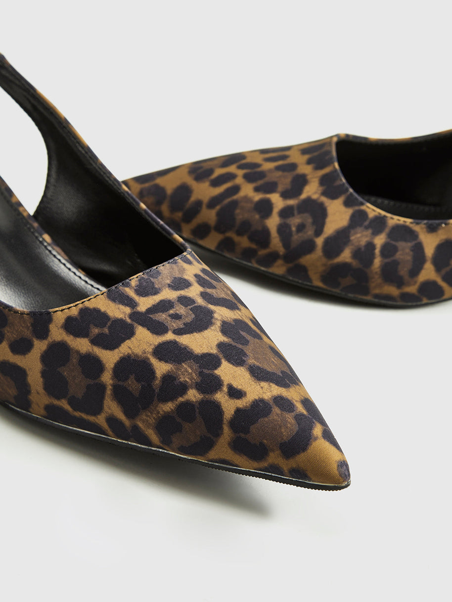 WW | Leopard Kitten Slingback Pumps