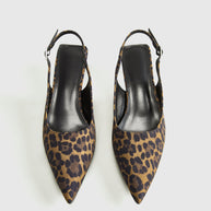 WW | Leopard Kitten Slingback Pumps