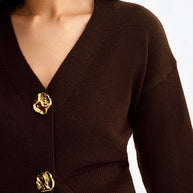 WW | Eleganter Metallknopf Kurzer Strickjacke