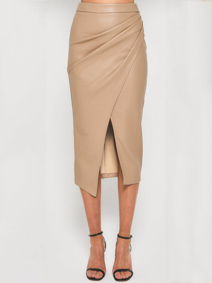 W&W Mode | Faltiger Split Pu Lederrock Für Frauen