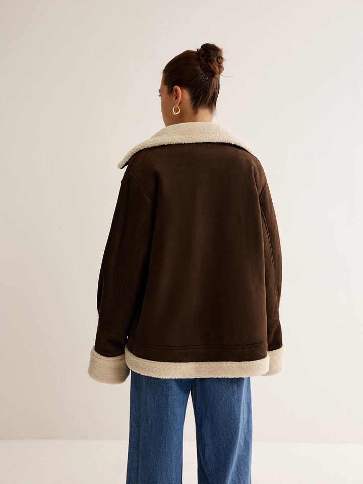 W&W Mode | Jahrgang Fleece Jacke - Braun