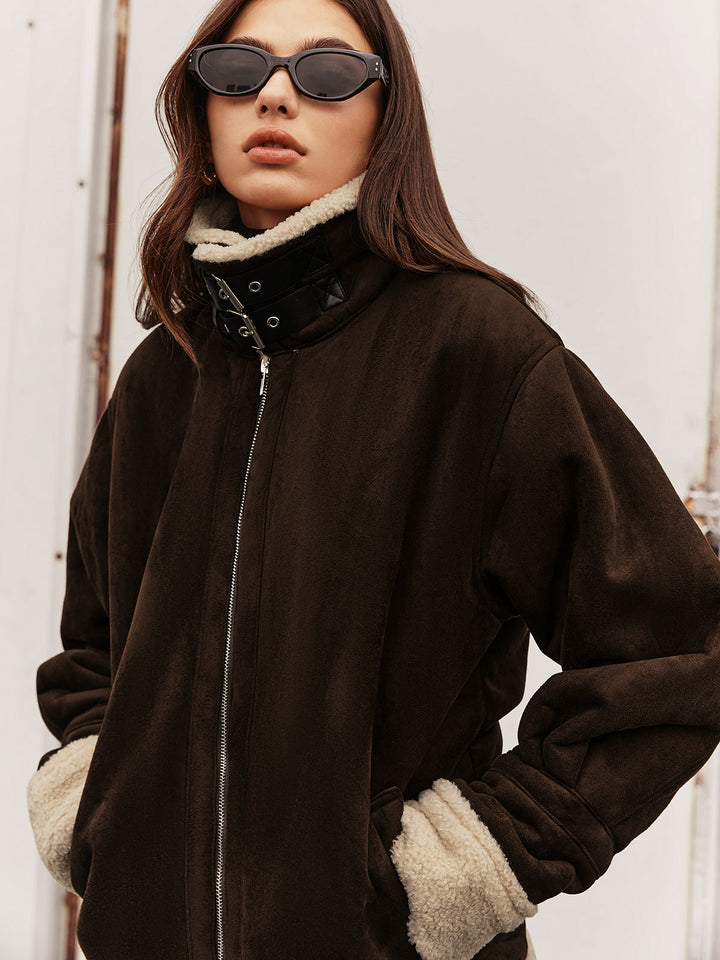 W&W Mode | Jahrgang Fleece Jacke - Braun