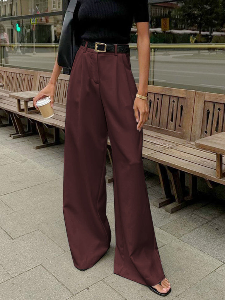 WW | Weite Hosen Hoher Bund Lockere Passform Fließende Elegante Hosen