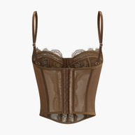 WW | Semi Sheer Spaghetti Träger Spitze Korsatzt