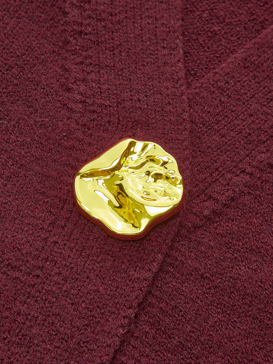 WW | Eleganter Metallknopf Kurzer Strickjacke