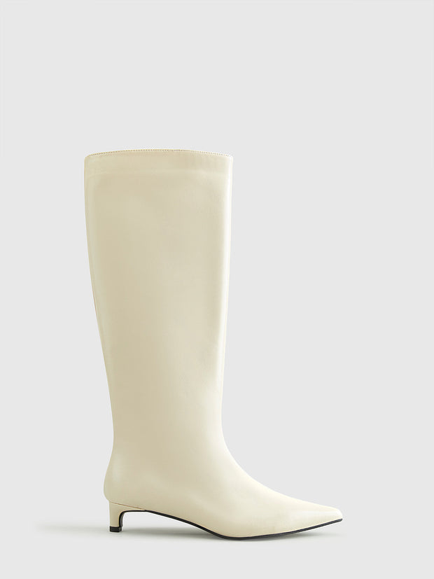 WW | Spitze Zehen Kitten Knielange Stiefel