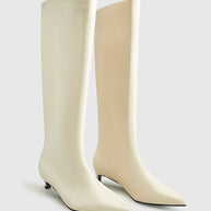 WW | Spitze Zehen Kitten Knielange Stiefel