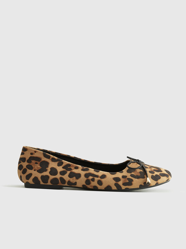 WW | Bow Decor Leopard Print Ballerinas