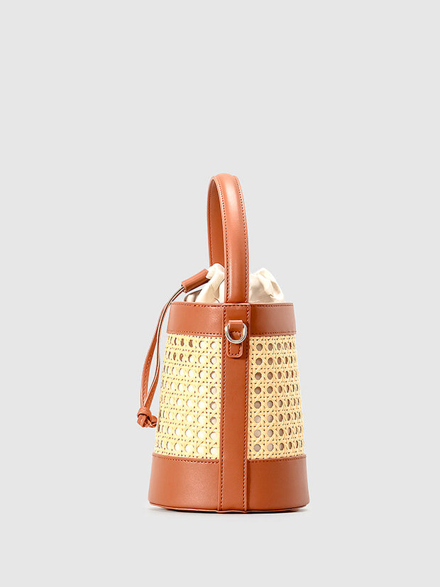 WW | Rattan Akzent Kordelzug Eimer Tasche