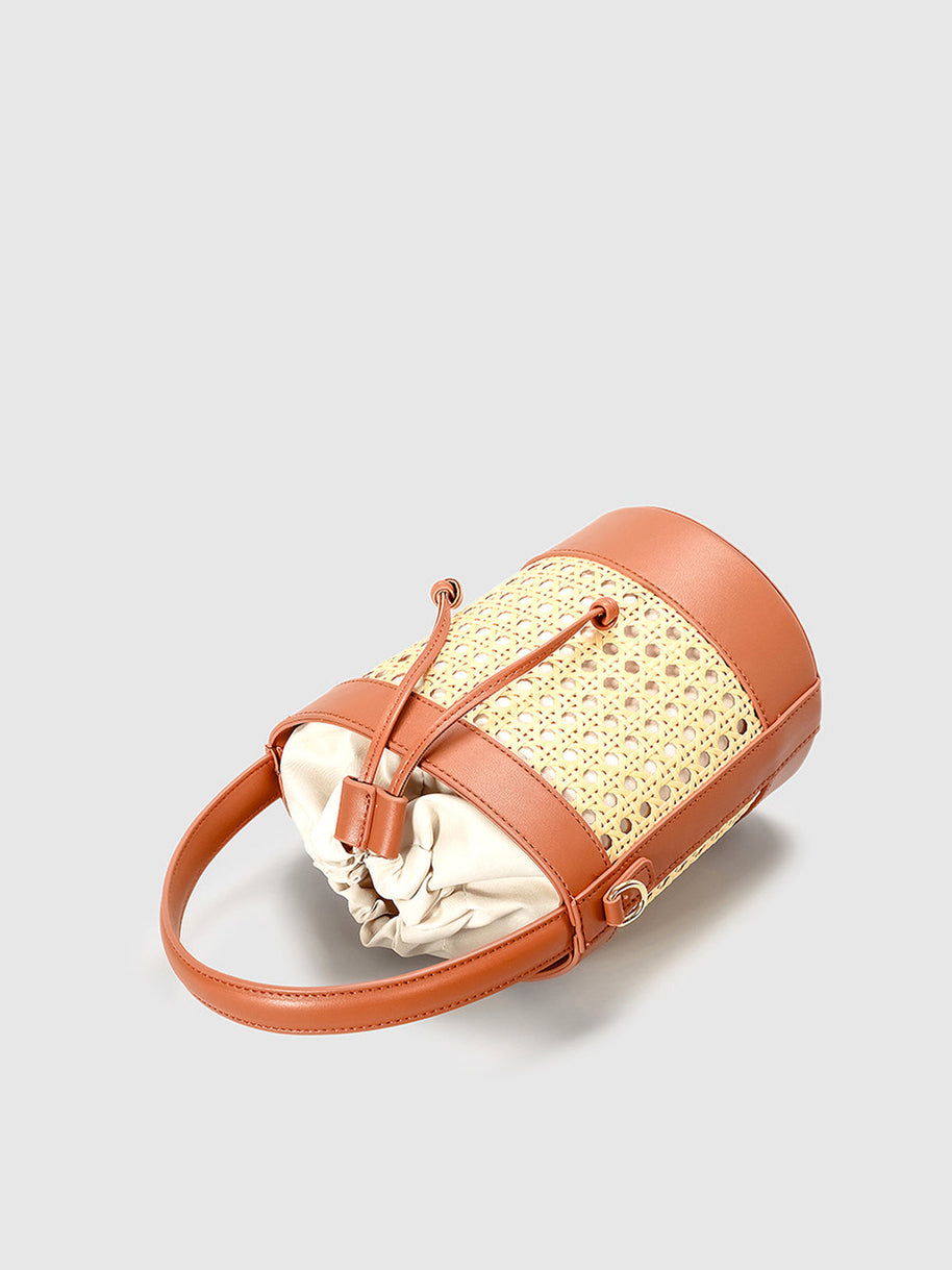 WW | Rattan Akzent Kordelzug Eimer Tasche