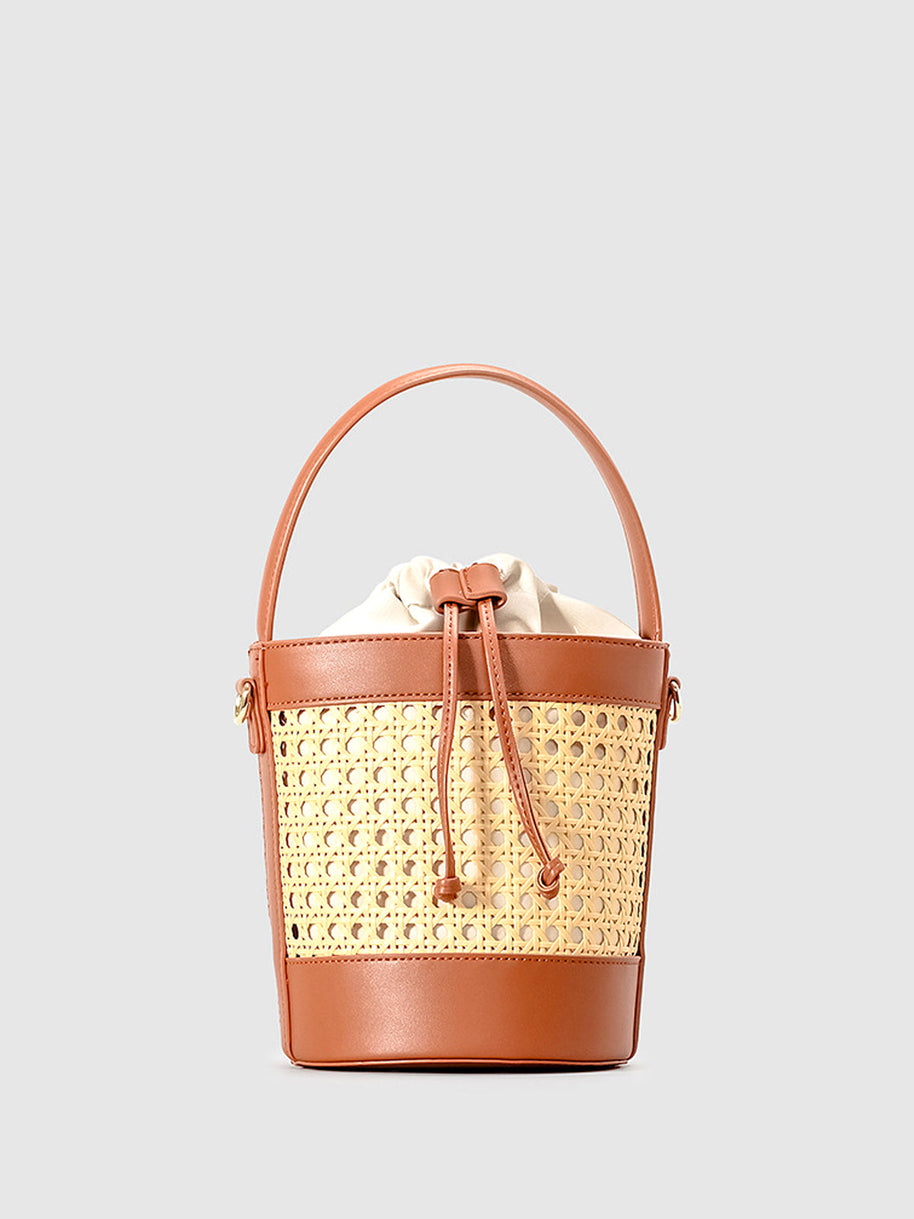 WW | Rattan Akzent Kordelzug Eimer Tasche