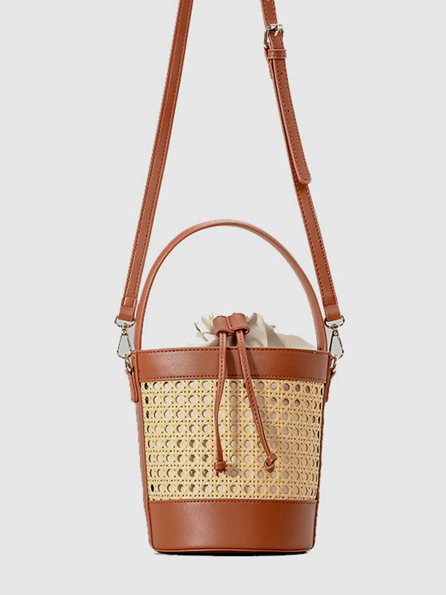 WW | Rattan Akzent Kordelzug Eimer Tasche