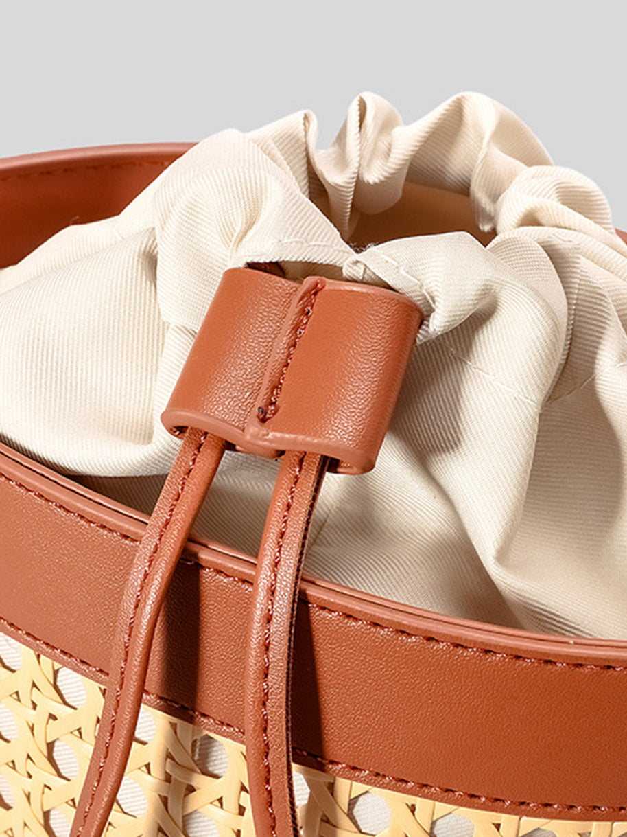 WW | Rattan Akzent Kordelzug Eimer Tasche
