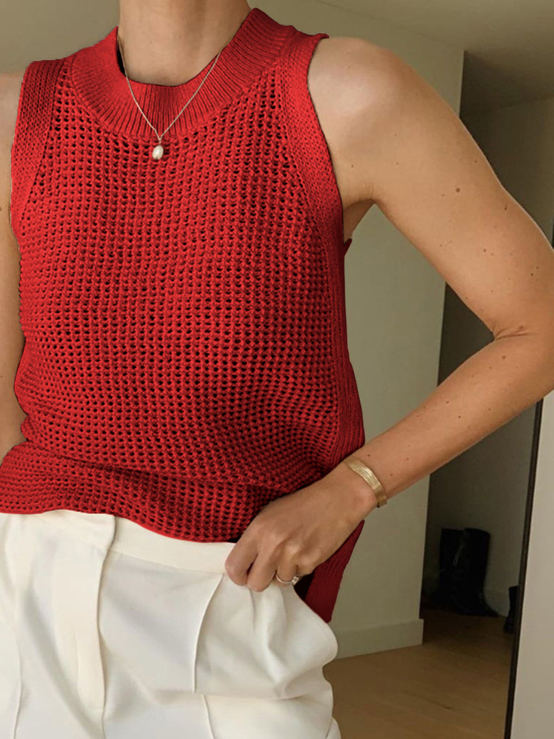 W&W Mode | Strick Hohles Festes Tank Top