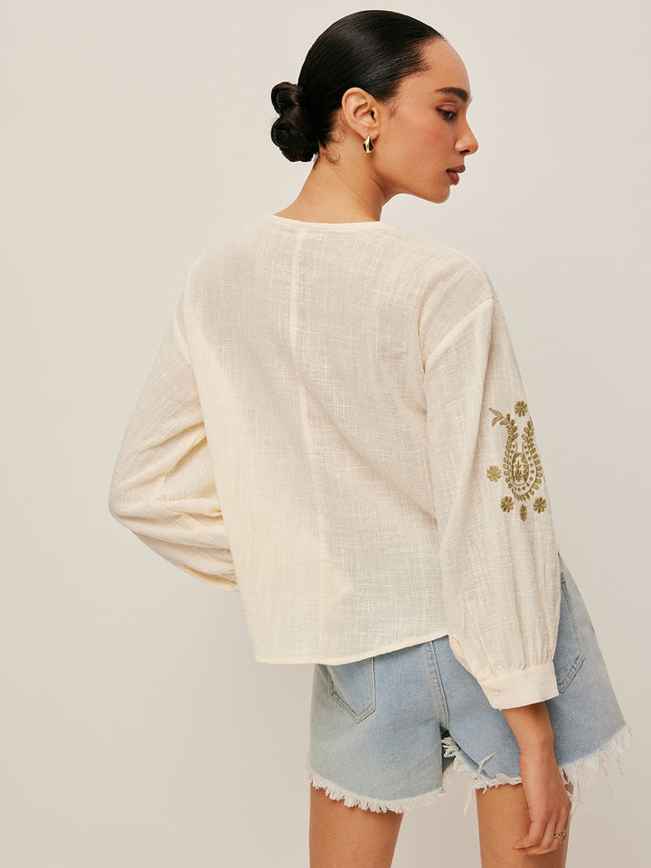 W&W Mode | Boho Gestickte Bluse