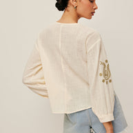 WW | Boho Gestickte Bluse