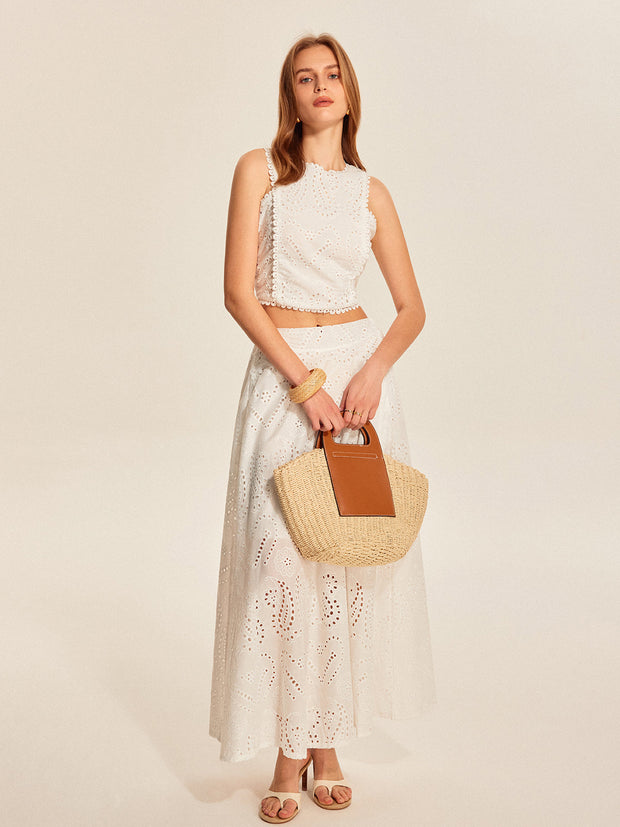 WW | Ösen Spitze Crop Top Röcken Satz