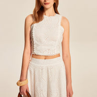 WW | Ösen Spitze Crop Top Röcken Satz