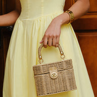 WW | Geflochtene Rattan Box Tasche Mit Drehverschluss