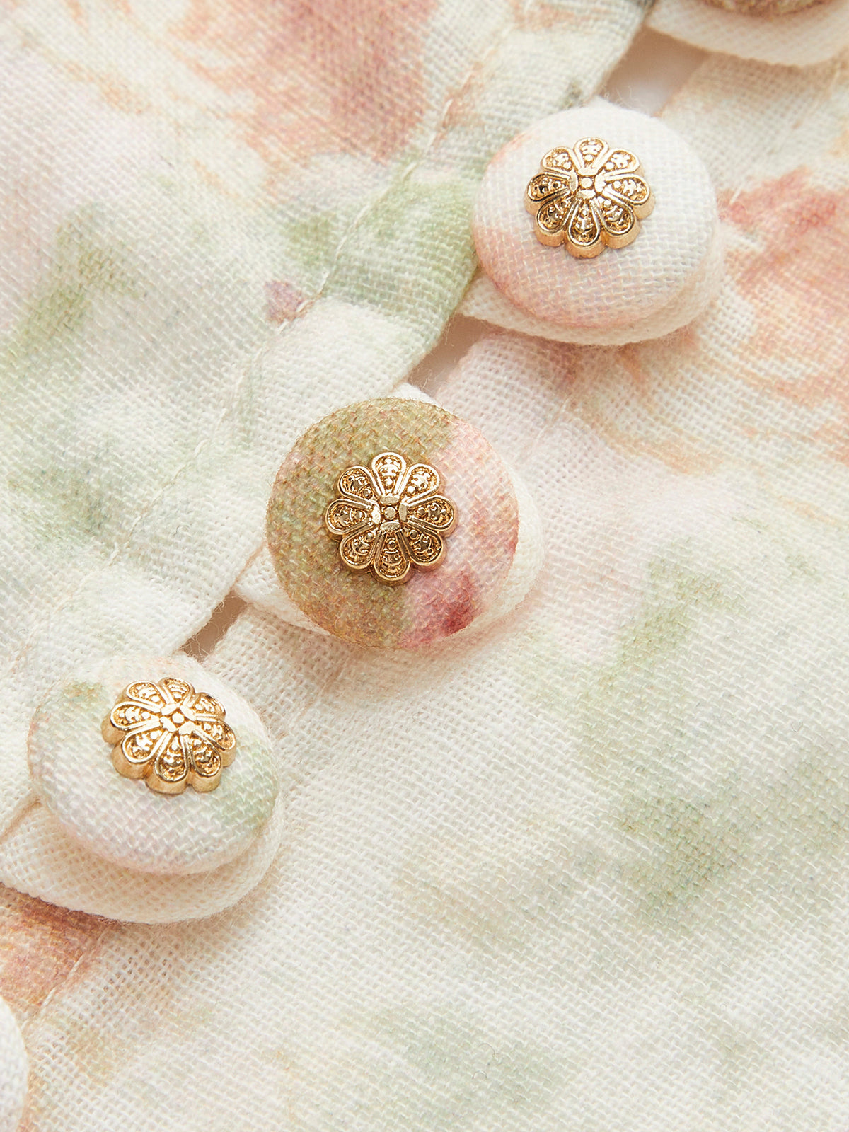 WW | Baumwolle & Leinen Puffärmel Blumen Gürtel Kleid