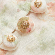 WW | Baumwolle & Leinen Puffärmel Blumen Gürtel Kleid