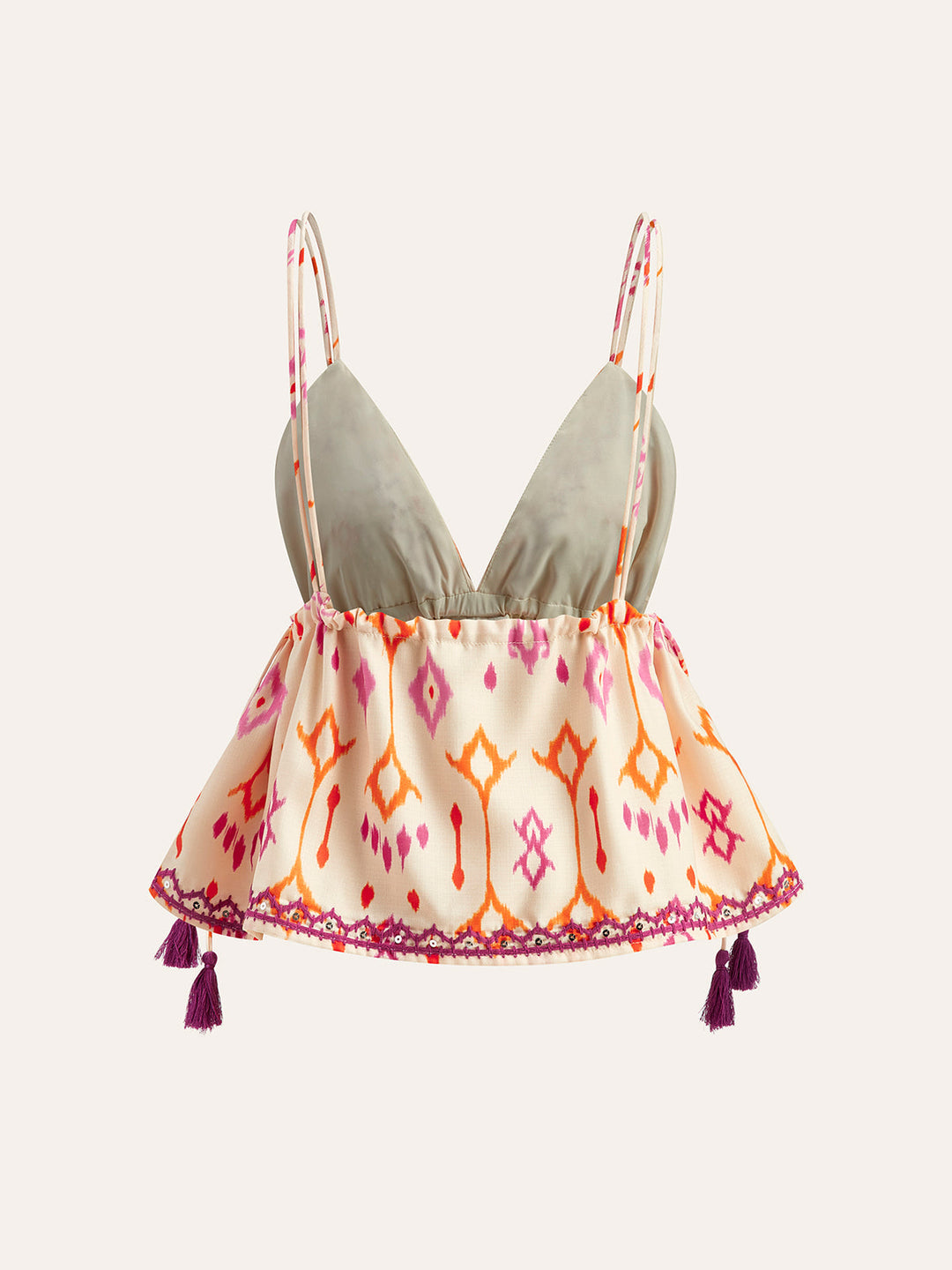 W&W Mode | Bestickte Boho Quastenbinder Cami Top