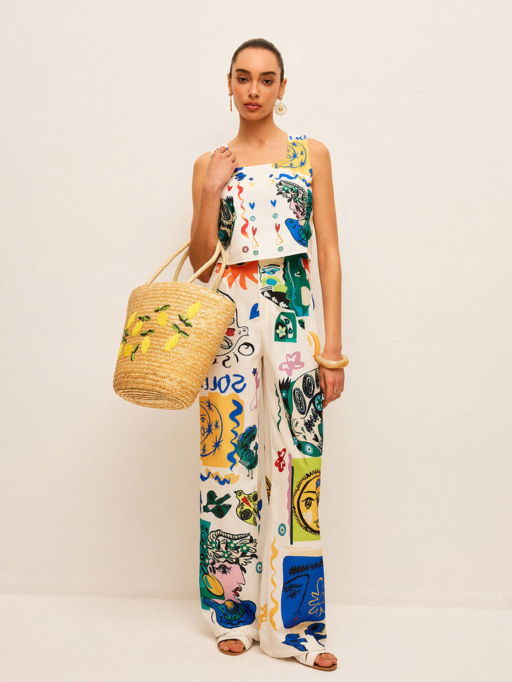 W&W Mode | Grafikdruck Top Mit Weitem Hosen Satz