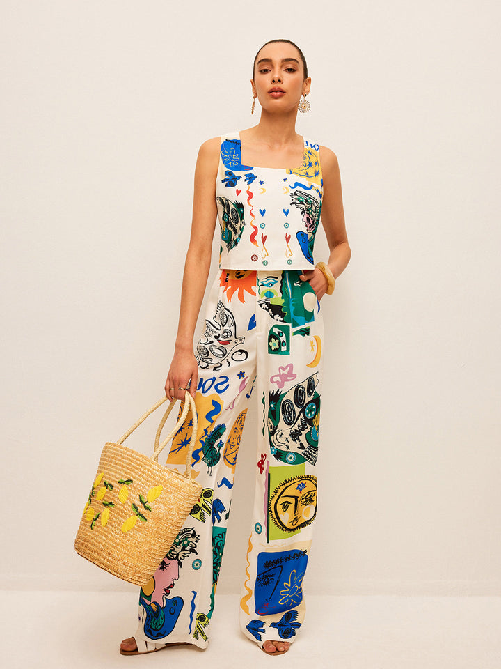 W&W Mode | Grafikdruck Top Mit Weitem Hosen Satz