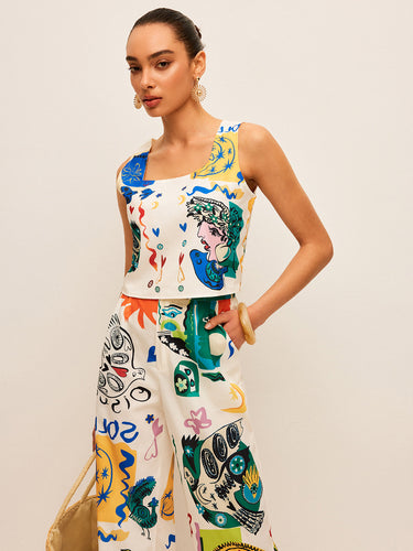 W&W Mode | Grafikdruck Top Mit Weitem Hosen Satz
