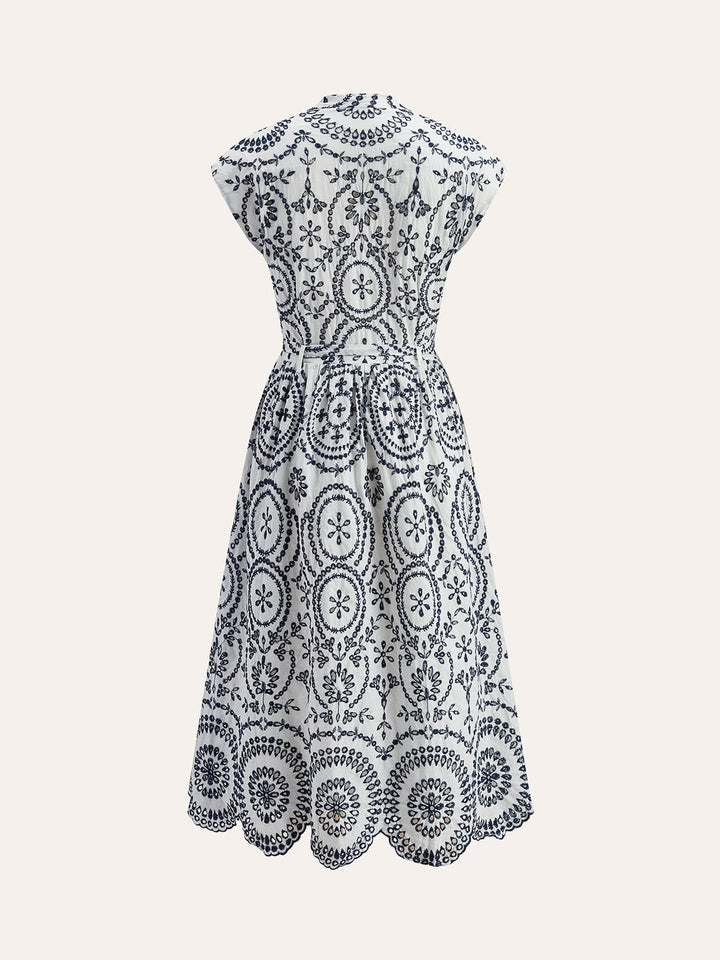 W&W Mode | Besticktes V-ausschnitt Kleid Mit Gürtel