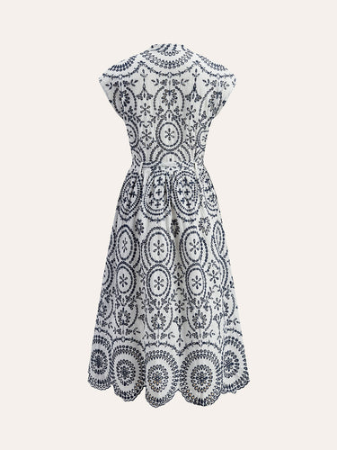 W&W Mode | Besticktes V-ausschnitt Kleid Mit Gürtel
