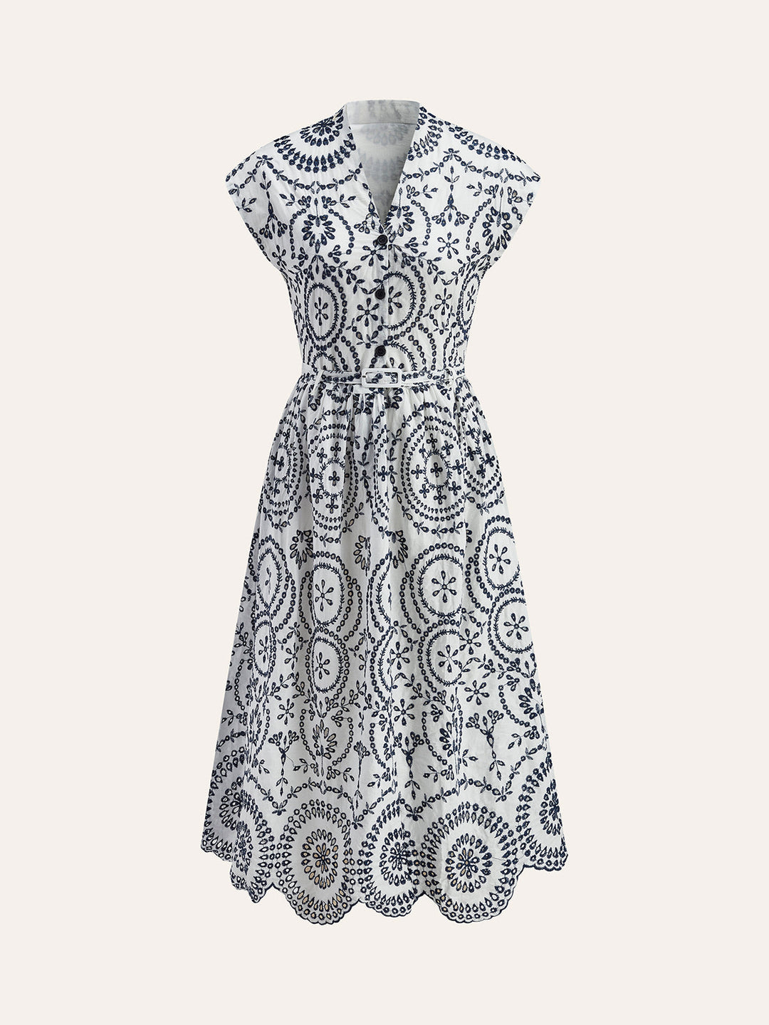 W&W Mode | Besticktes V-ausschnitt Kleid Mit Gürtel
