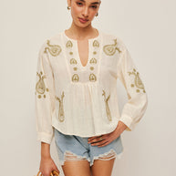 WW | Boho Gestickte Bluse