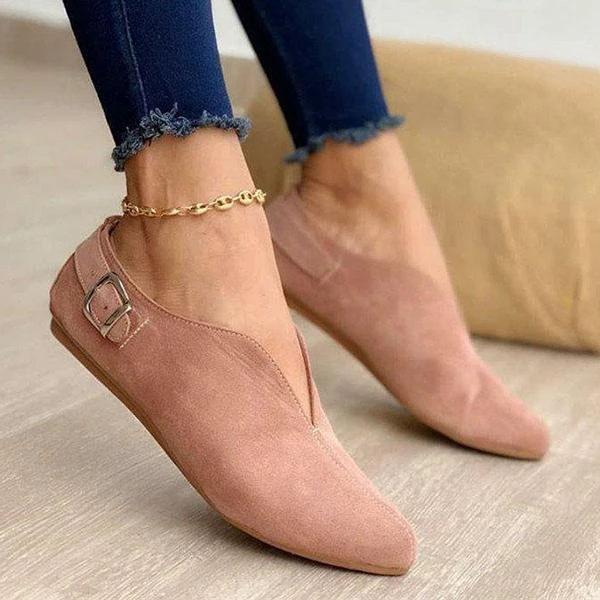 WW | Schicke Wildleder Ballerinas mit Elegantem Schnallen-Detail