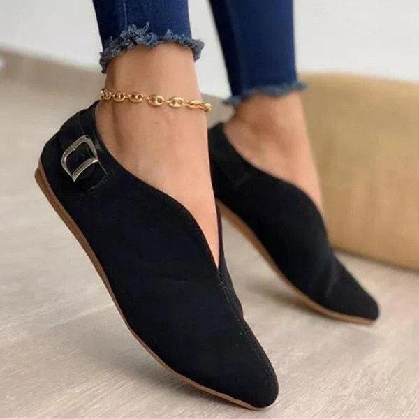 WW | Schicke Wildleder Ballerinas mit Elegantem Schnallen-Detail
