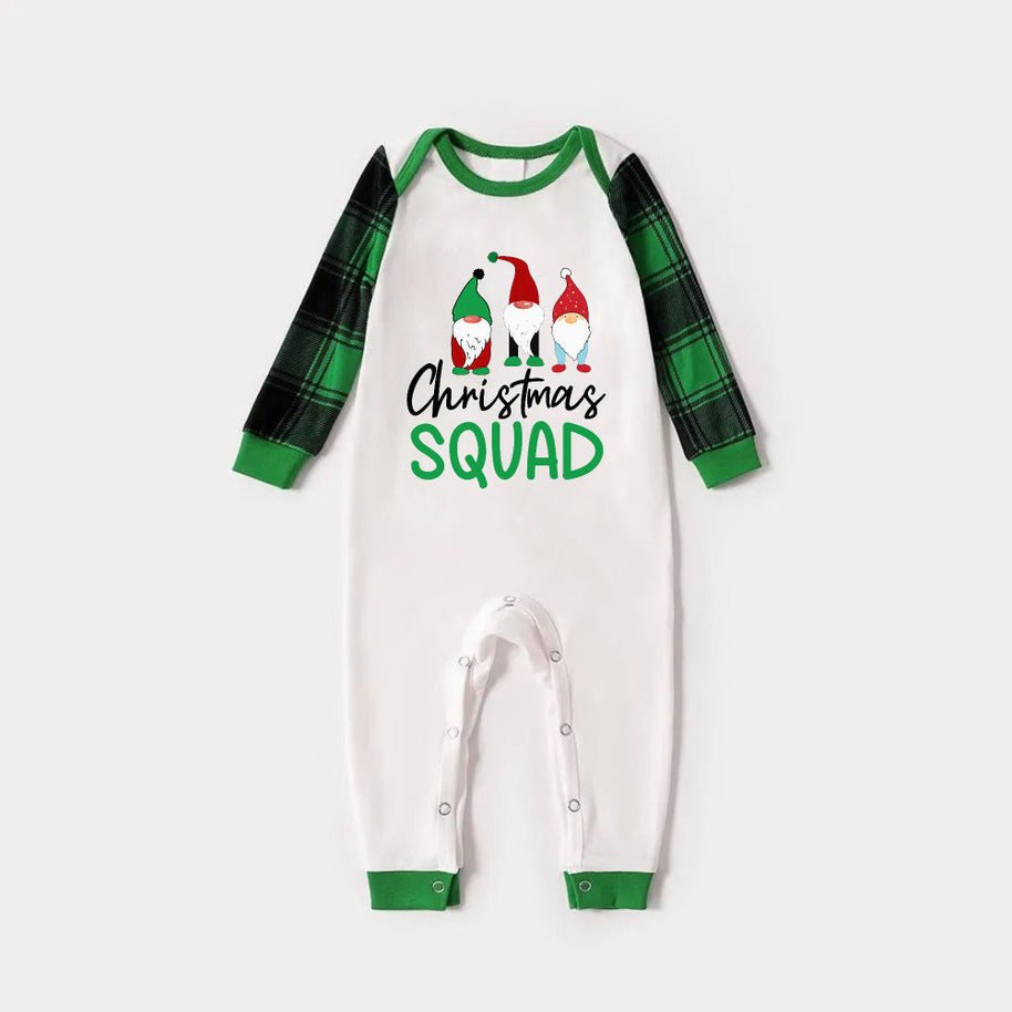 WW | Grünes Raglan-Top Grünes Karomuster Weihnachts-Pyjama-Set mit Gnom und 