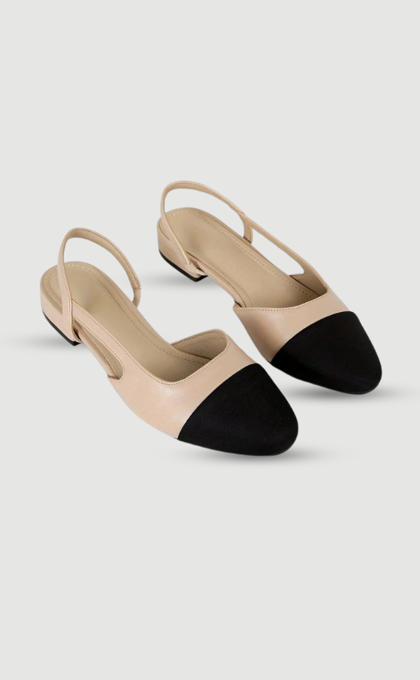 W&W Mode | Slingback Ballerinas in Beige & Schwarz Klassischer Chic