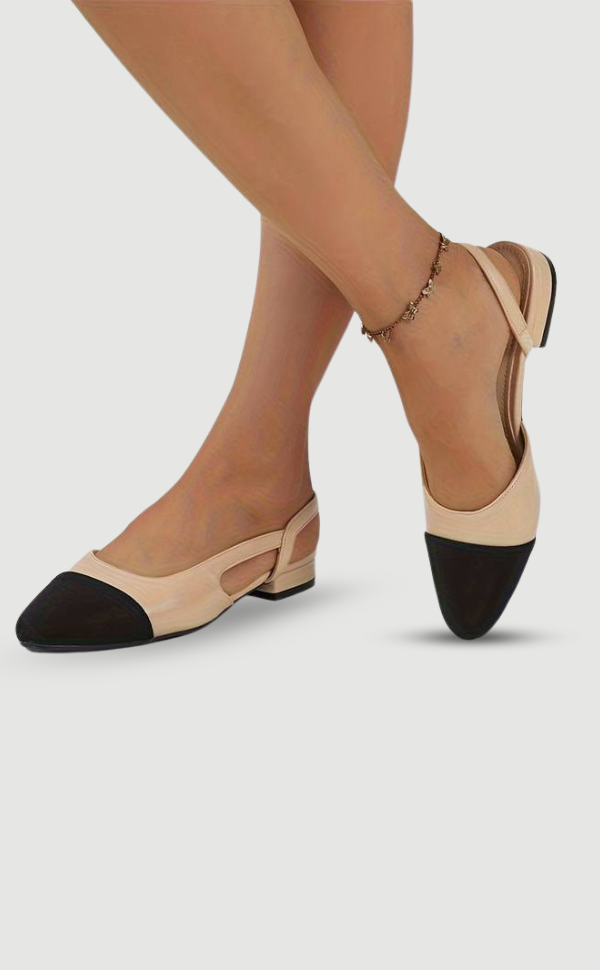 W&W Mode | Slingback Ballerinas in Beige & Schwarz Klassischer Chic