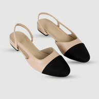 WW | Slingback Ballerinas in Beige & Schwarz Klassischer Chic