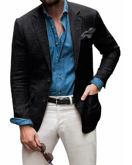 W&W Mode | Herren  Blazer Strand Hochzeit Lässig Tailored Fit Solide Farbe Einreihig Zwei Knöpfe