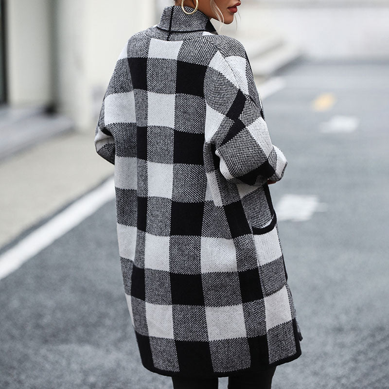 W&W Mode | Lässige Karierte Strickjacke